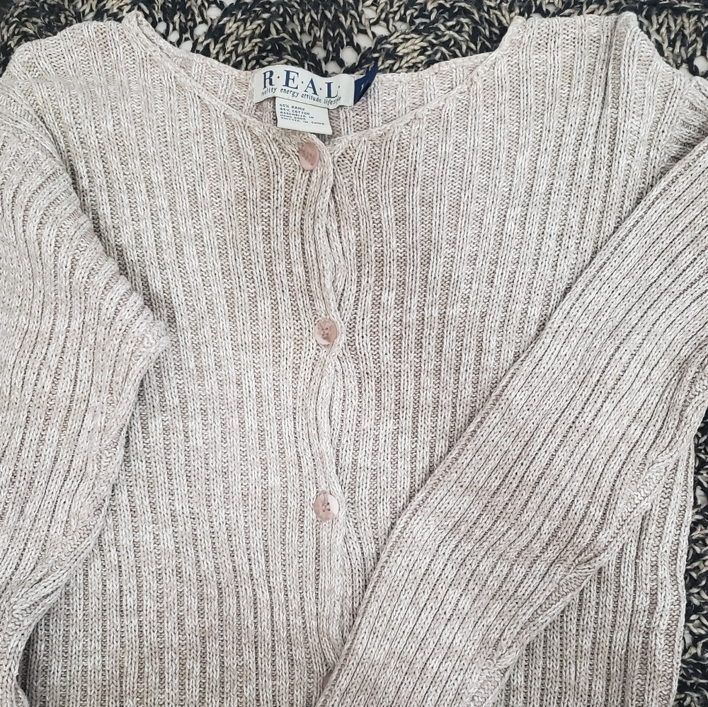 Neutral Cotton Ribbed Sweater - Picture 7 of 11